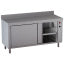 Heated cabinet table with 2 sliding doors, with rear backsplash
