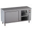 Heated cabinet table with 2 sliding doors