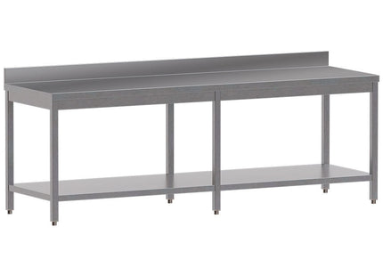 Work table with undershelf + rear edge