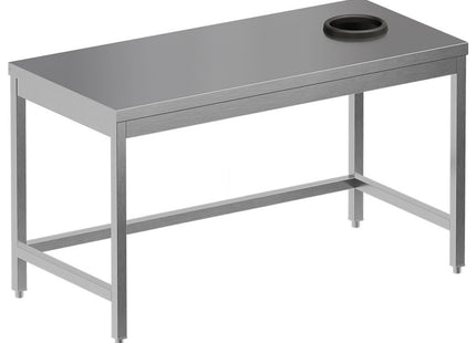 Clearing table with waste disposal hole