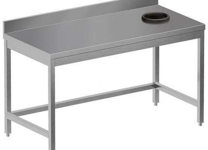 Table de débarrassage avec trou d'évacuation des déchets + dosseret arrière