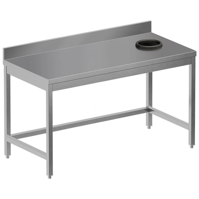 Clearing table with waste disposal hole + rear upstand