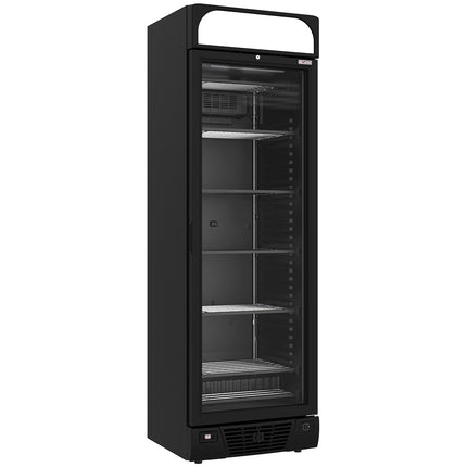 Vitrine négative ventilée 374 litres - 5 niveaux fixes avec lightbox - NOIR