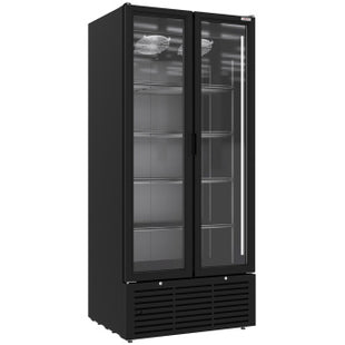 Présentoir à boissons à ventilation positive, 804 litres, 2 portes battantes, NOIR