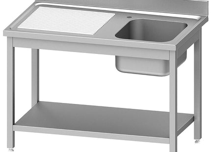 Évier inox ECO 1 cuve et 1 plan d'évacuation à gauche, avec tablette inférieure