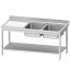 Stainless steel sink ECO 2 tanks and left drain surface, with lower shelf