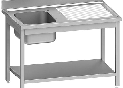 Rostfri diskho ECO 1 tank och höger avloppsyta, med nedre hylla