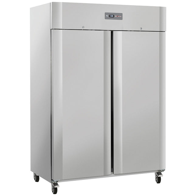 Ventilert fryseskap 1200 liter 2 dører GN 2/1, på hjul, 2 med bremser