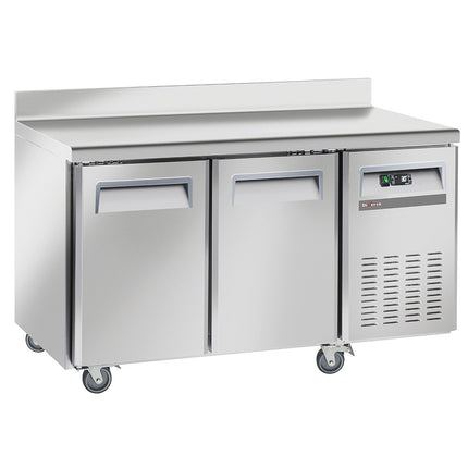 Freezing table, ventilated, 2 doors GN 1/1, with backsplash, on wheels, 2 with brakes