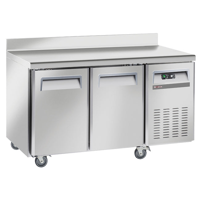 Freezing table, ventilated, 2 doors GN 1/1, with backsplash, on wheels, 2 with brakes