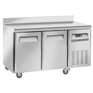 Freezing table, ventilated, 2 doors GN 1/1, with backsplash, on wheels, 2 with brakes