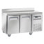 Cooling table, ventilated, 2 doors GN1/1, with backsplash, on wheels, 2 with brakes