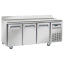 Cooling table, ventilated, 3 doors GN 1/1, with backsplash, on wheels, 2 with brakes