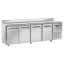 Cooling table, ventilated, 4 doors GN 1/1, with backsplash, on wheels, 2 with brakes