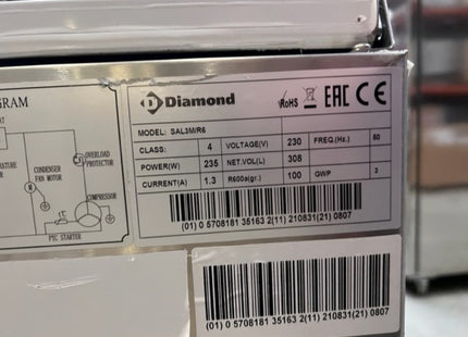 Saladette réfrigérée avec couvercle 4x GN 1/1 - 150 mm + réserve 3 portes GN 1/1, 380 Lit