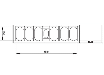 Structure réfrigérée GN 6x1/4, 1x1/9, avec vitre droite