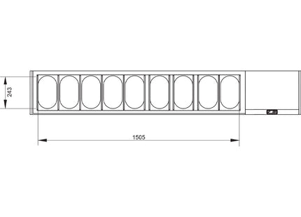 Structure réfrigérée GN 9x1/4, avec vitre droite