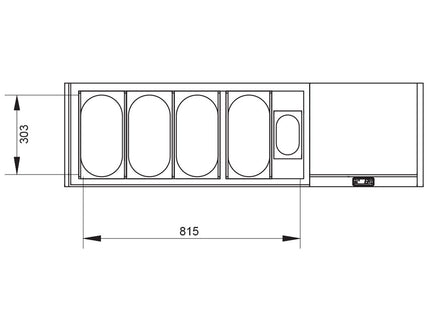 Refrigerated structure GN 4x1/3, 1x1/9, with lid