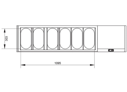 Structure réfrigérée GN 6x1/3, avec vitre droite