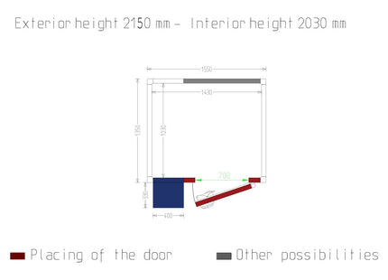 Room ISO 60 with group, int. dim. 1430 x 1230 xh 2030 mm (4,07 m³ )