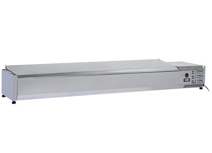 Cooling table, ventilated, 4 doors GN 1/1, with backsplash, on wheels, 2 with brakes
