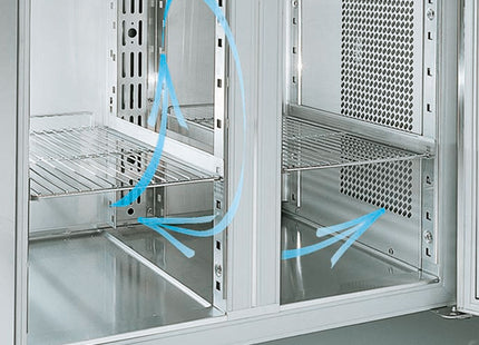 Wall freezing table, ventilated, 2 doors GN 1/1, 260 liters