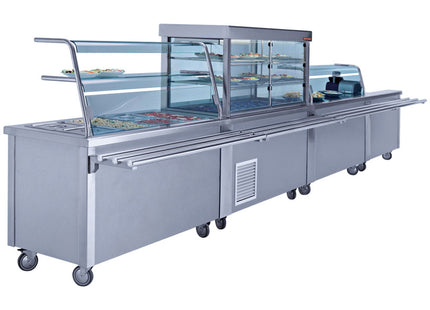 Element with refrigerated top on open cupboard