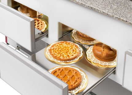 Refrigerated display counter, static, drawer system, without reserve - GREY/WHITE