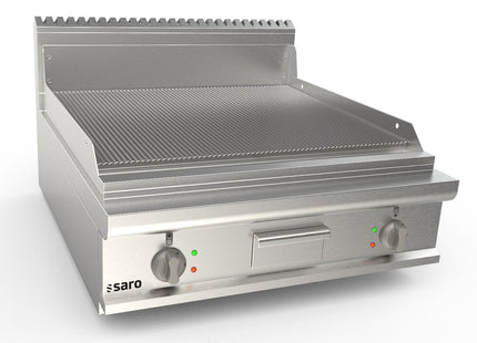 SARO elektrisk grillplade, 800 mm bred, bordmodel, rillet 
Model LQ / FTE4BBR