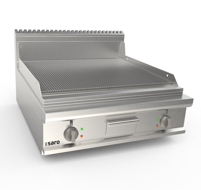 SARO elektrische Grillplatte, 800 mm breit, Bordmodell, Rillet 
Modell LQ / FTE4BBR