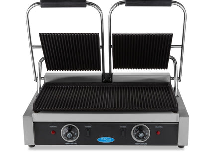 Kontakt Grill - Rillet - Dobbelt Grillplade - 2 x 22cm
