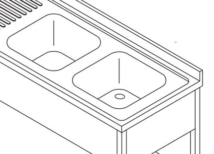 Dishwasher Table - 120 x 60 cm - with Sink and Backsplash - incl Storage Shelf