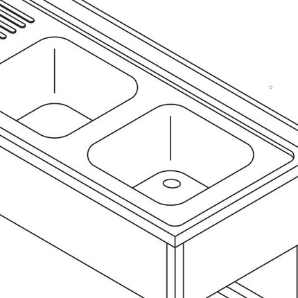 Table pour lave-vaisselle - 120 x 60 cm - avec évier et dosseret - avec étagère de rangement