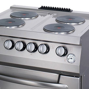 Zwaar uitgevoerd fornuis - 4 branders - dubbele eenheid - 70 cm diep - met oven - elektrisch