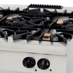 Prémiový sporák – 4 hořáky – Dvojitá jednotka – Hloubka 90 cm – 40 kW – Plyn