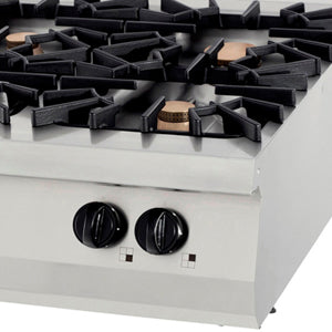 Prémiový sporák – 4 hořáky – Dvojitá jednotka – Hloubka 90 cm – 40 kW – Plyn