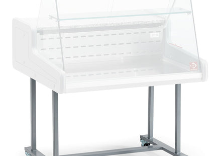 Undercarriage on wheels for glass display