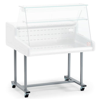 Undercarriage on wheels for glass display