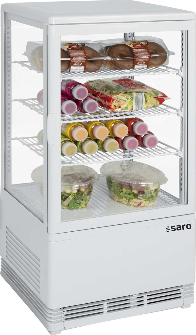 SARO mini-kølevitrine med varmluft, 68 liter, 
model SC 70, hvid