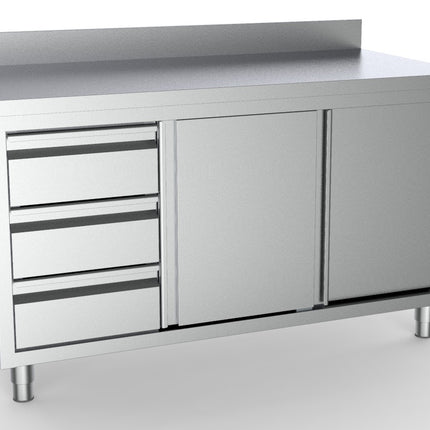 700 WORKTABLE SLIDING DOORS DRAWERS LEFT WITH UPSTAND 2000