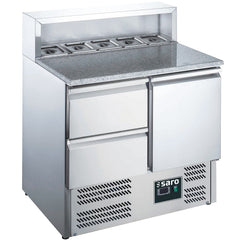 SARO pizzabord, 1 dør + 2 skuffer, med påsætning, 
model EPS 900 1/2