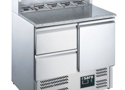 SARO pizzabord, 1 dør + 2 skuffer, med påsætning, 
model EPS 900 1/2