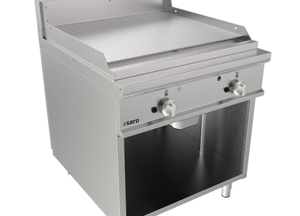 SARO gasgrillplade, 800 mm bred, fritstående, rillet 
Model LQ / FTG4BAR
