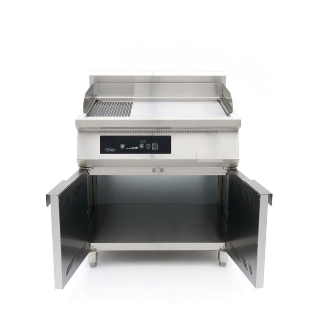 Induction Griddle 700 - Smooth and Grooved - 10000W - Double - with Stand