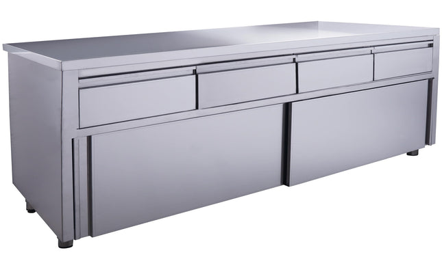 SARO skab med skydedøre og 4 skuffer, 1800 x 700 mm