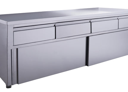 SARO skab med skydedøre og 4 skuffer, 2000 x 700 mm