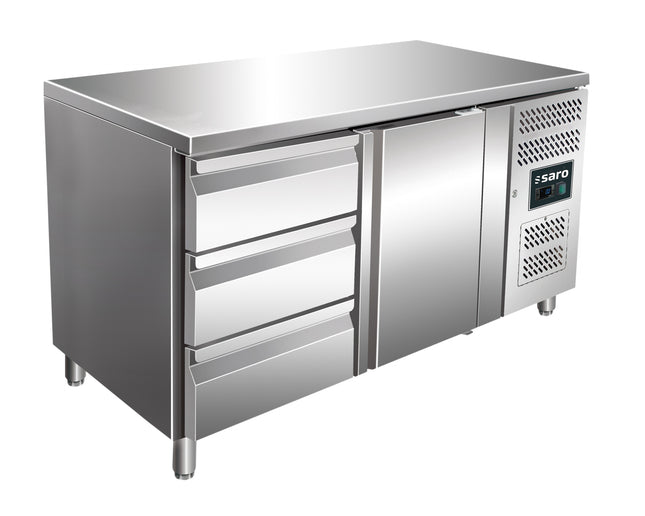 SARO Table réfrigérante avec 1 porte et 1x 3 tiroirs, modèle KYLJA 2130 TN