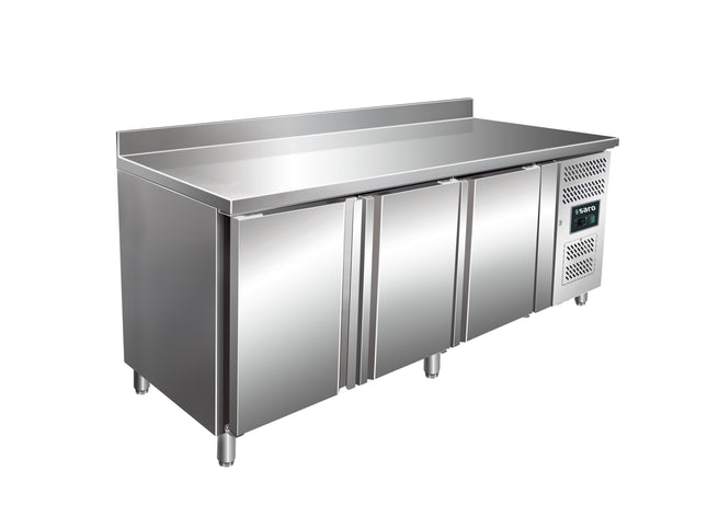 SARO Cooling table with 3 doors and backsplash,
model KYLJA 3200 TN