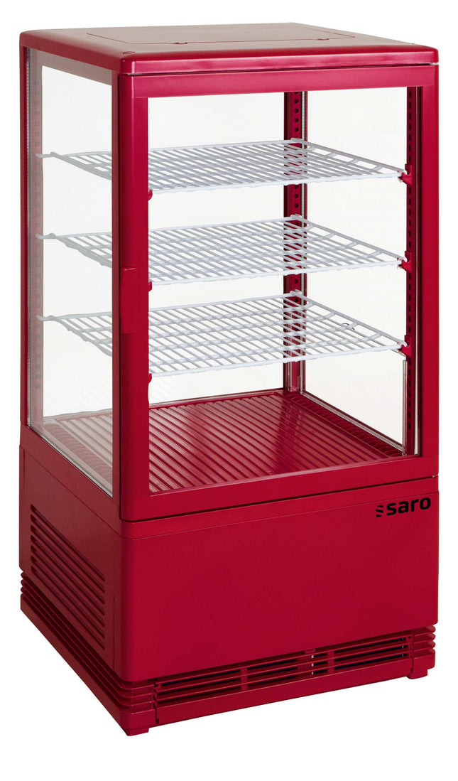 SARO mini-kølevitrine med varmluft 68 liter, 
model SC 70 rød