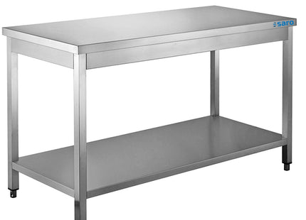 SARO rustfrit stålbord, underplade – B 800 x D 600 mm